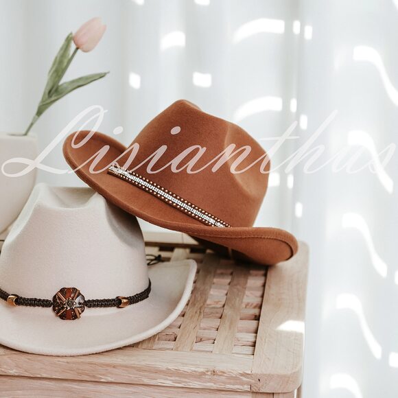 2926 Men & Women\'s Felt Wide Brim Western Cowboy Outdoor Fedora Hats With main image 5
